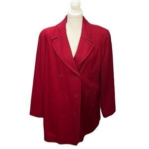VINTAGE‎ HARVE BENARD BY BENARD HOLTZMAN Christmas Red Wool Blazer Coat SZ 14